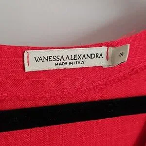 Vanessa Alexandra | Dresses | Linen Blend Tiered Ruffle Sleeve Dress Red  Small | Poshmark